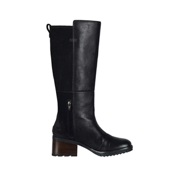 Sorel Cate Tall Leather Suede Black Riding Boots - Picture 1 of 9